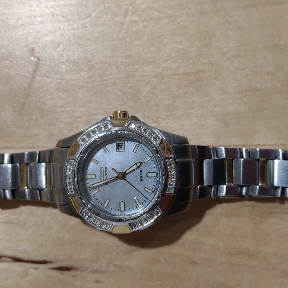 Citizen Eco-Drive silver with gold and rhinestone accents - Picture 13 of 16
